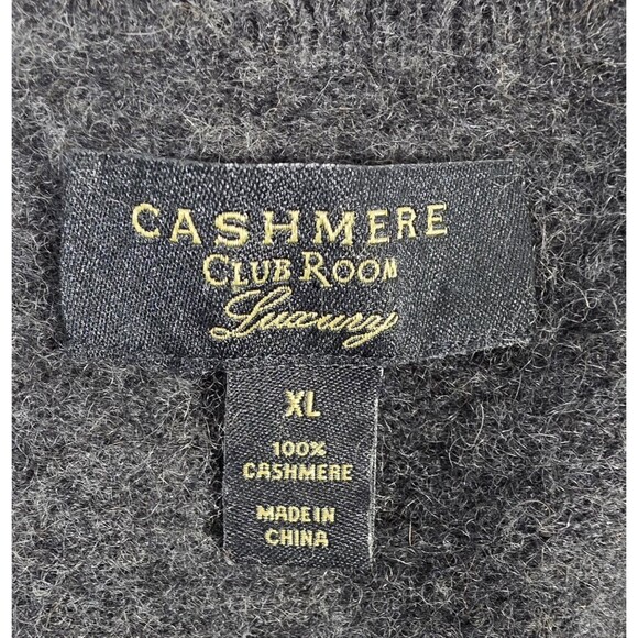 Club Room Luxury 100% CASHMERE V Neck Sweater Charcoal Gray Men's Size XL - Picture 5 of 15